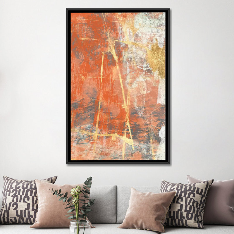 «Terre Cotta Lace II», impression sur toile, H 26 po x l 18 po x P 1,5 po, Toile avec cadre noir, Pas de tapis