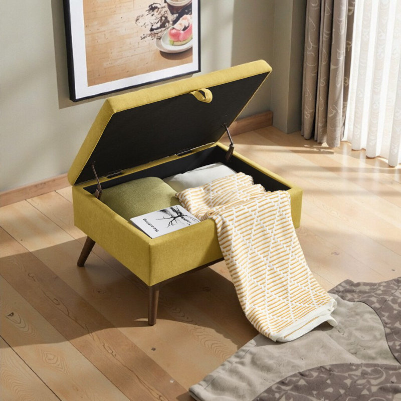 Table basse avec repose-pieds Mid-Century, Jaune