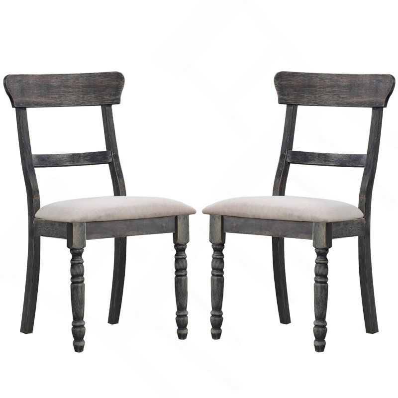Ensemble de 2 chaises de salle à manger avec coussin de siège rembourré, gris vieilli