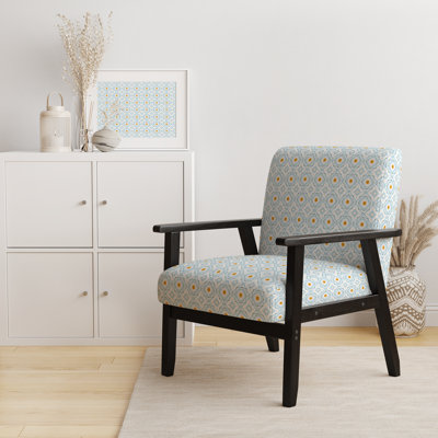 Evvie - Chaise avec accoudoirs rembourrée style Mid-Century rétro orange et bleu