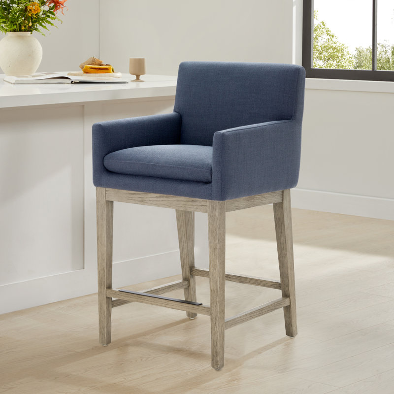 Tabouret de comptoir avec accoudoirs Bethea, Lin effie performance Effie