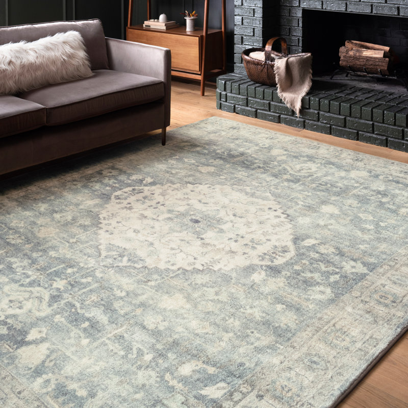 Sera Oriental Denim/Fog Area Rug, Rectangle 7'6" x 9'6"