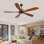 60 Inch Wood Ceiling Fan No Light With Remote Control, Low Profile Ceiling Fan Without Light,Noiseless Reversible DC Motor With Timer