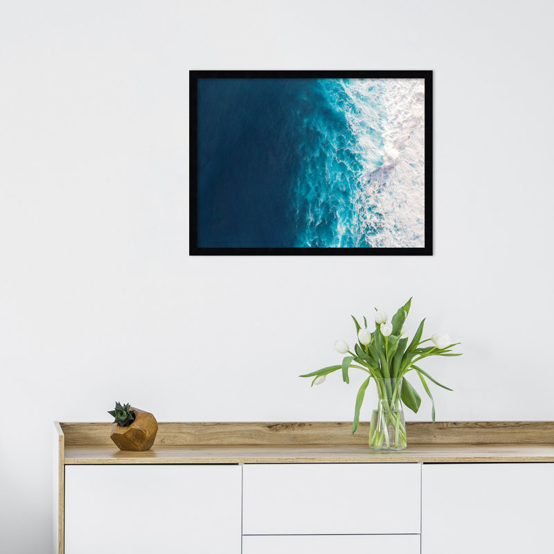 Seascape Of Splashing Waves by The Creative Bunch Studio, Black, 19" H x 25" W x 1" D