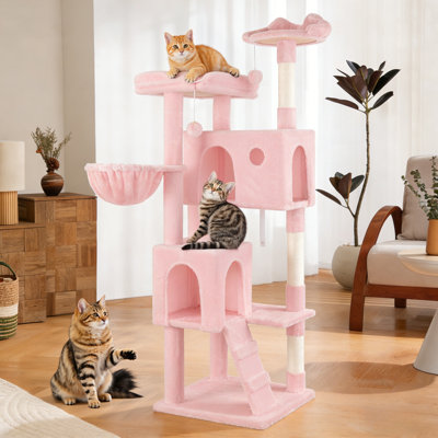 Arbre à chat 64 pouces avec plusieurs condos et poteaux à griffer