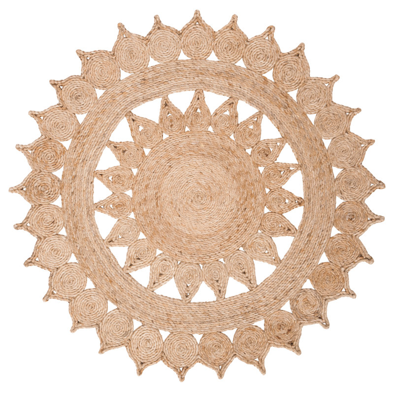 Iara Natural Fiber Hand Woven Jute Solid Color Rug, Round 4'