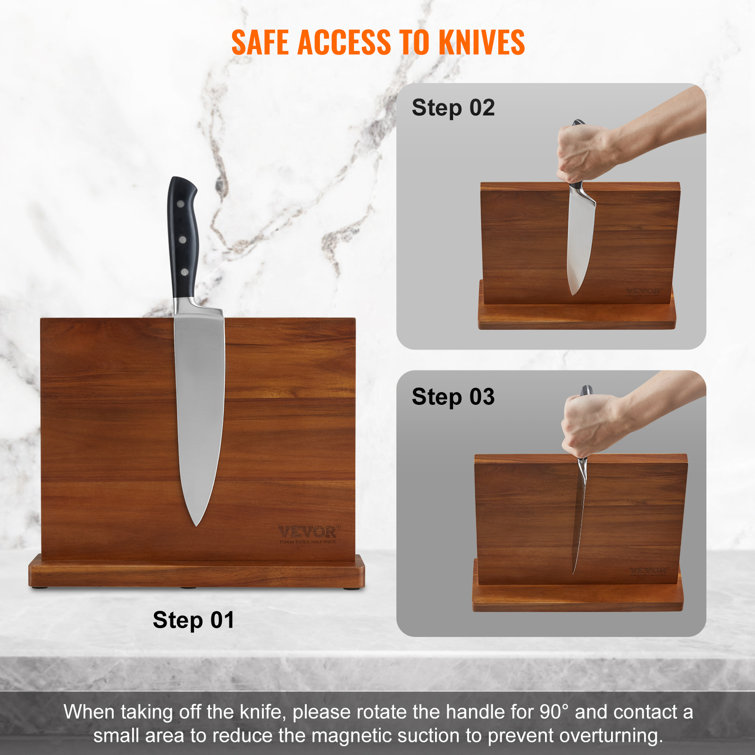 VEVOR Knife Storage Block 25-Knife Slots Acacia Wood Universal