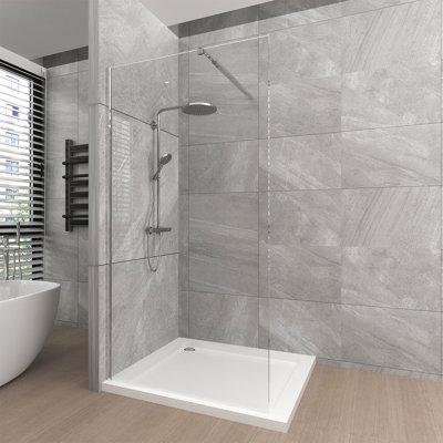 Maes 900mm - 920mm W x 1900mm H Single Added Frameless Walk In Glass Screens with Clear Glass