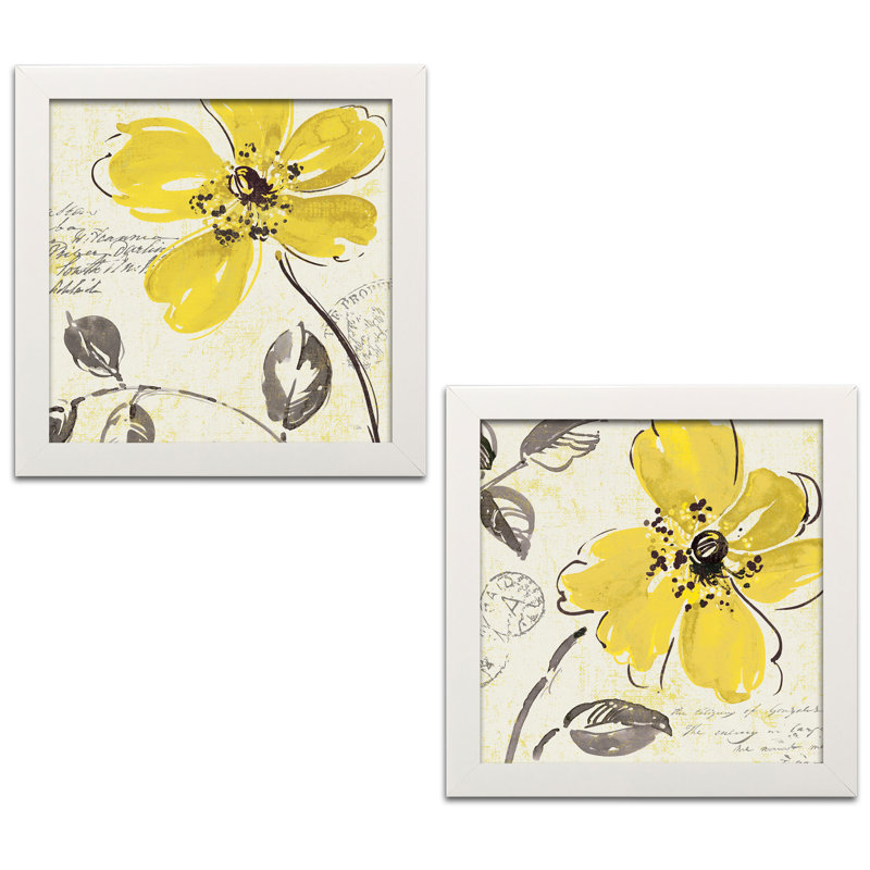 «Windy Yellow I and Windy Yellow II», ensemble de 2 reproductions d'impressions, H 12 po x l 12 po x P 0,75 po