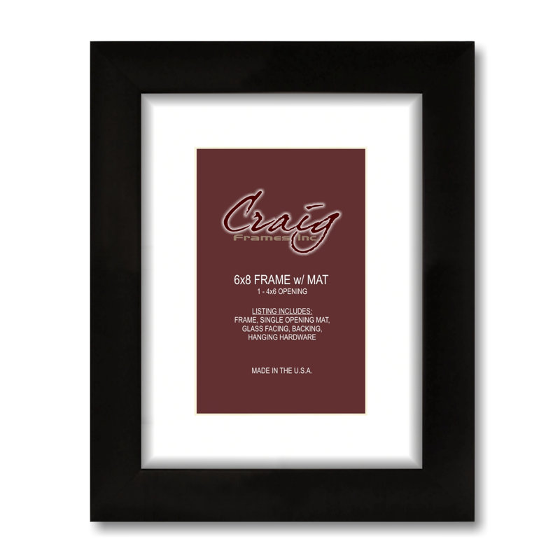 Ruyle Black Matte Picture Frame with Mat, 4" x 6", 6" x 8" Matted to 4" x 6"
