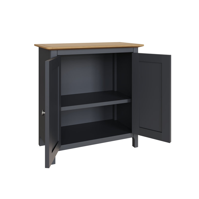 Daris 2 Door Compact Sideboard Buffet Storage Cabinet. 65cm Wide. Polished Chrome Handles., Blue