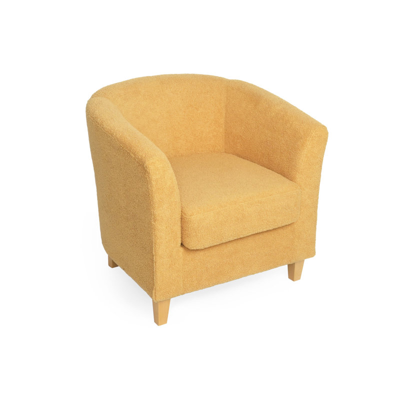 Chaise moderne avec accoudoirs jaune moutarde pour la maison - Revêtement doux, inclinable, confortable, confortable, relaxant, pieds carrés avec finition naturelle