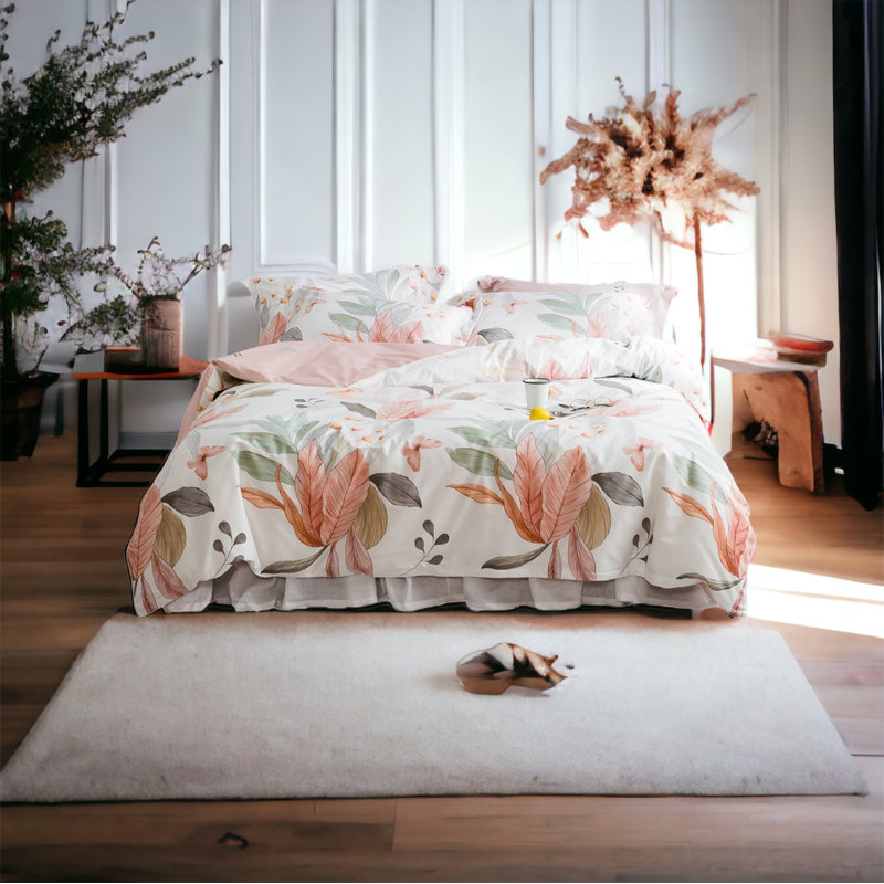 Duvet Cover Cotton Satin Floral Duvet Cover