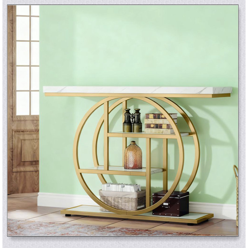 Table console 41,3 po, Blanc / Doré