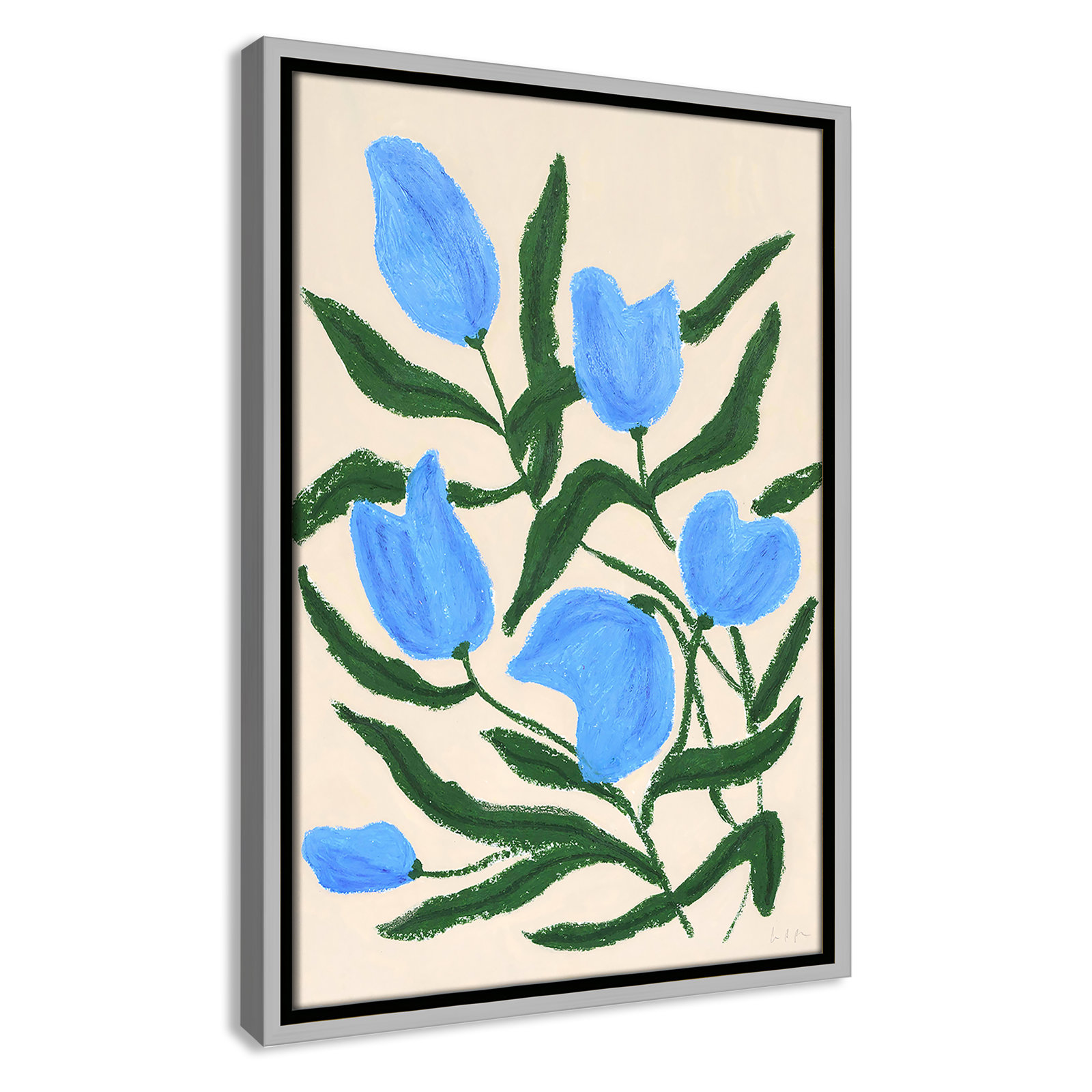 Blue Tulips Print by Camilla Bergqvist, Silver, 19.5" H x 13.5" W