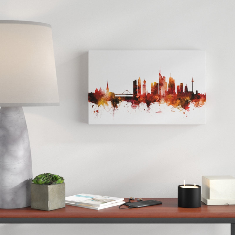 « francfort germany red horizon », impression sur toile tendue, H 12 po x l 19 po x P 2 po