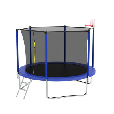 10FT Trampoline For Kids,  Basketball Hoop And Ladder, Outdoor Kids Trampoline With Safety Enclosure,Fast Assembly For Backyard Fun,ASTM Approved -  Excellent Future, ZXZFM-K1163P147163