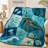 Coastal Turtle Flannel Blanket, Patchwork Ocean Blocks with Waves, Shells and Coral, Soft Throw for Sofa, Bed, Reading, Travel and Lounging, 60 x 80 in-134968485