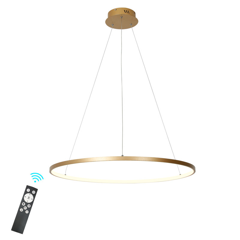 1 - Light LED Pendant, 0.8" H x 32" W x 32" D, Gold