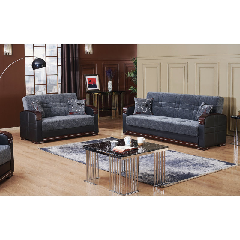 Causeuse à accoudoirs ronds 63 po, Gris chenille