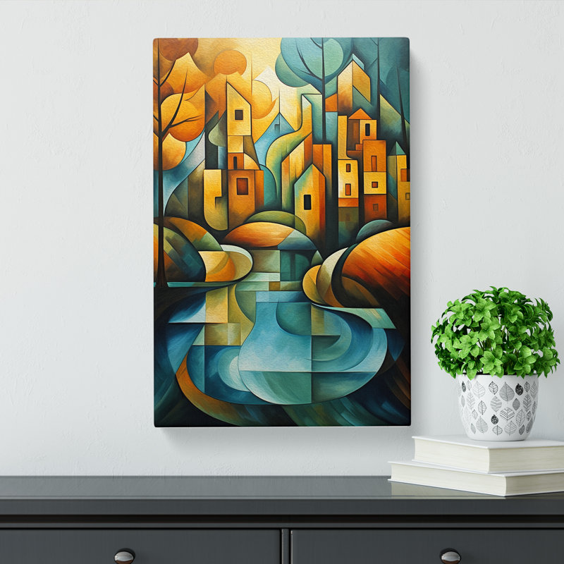 River Cubism - No Frame Print, 60cm H x 40cm W x 3cm D