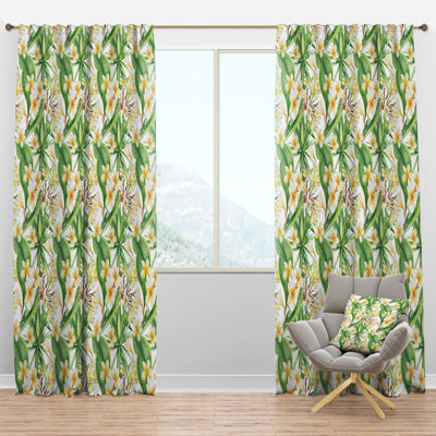 Panneau de rideau simple semi-diaphane avec passe-tringle Tropical in Botanic
