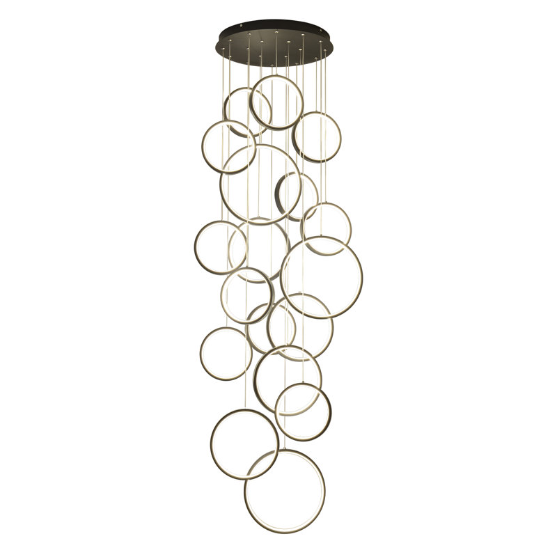Adjustable Height LED Lighting Pendant Light with Remote Control, 78.74" H x 13.8" W x 13.8" D