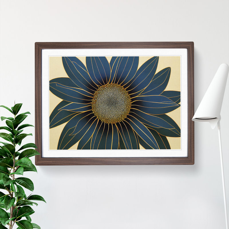 Extravagant Flower - Single Picture Frame Print, 34cm H x 46cm W x 2cm D, Walnut Framed