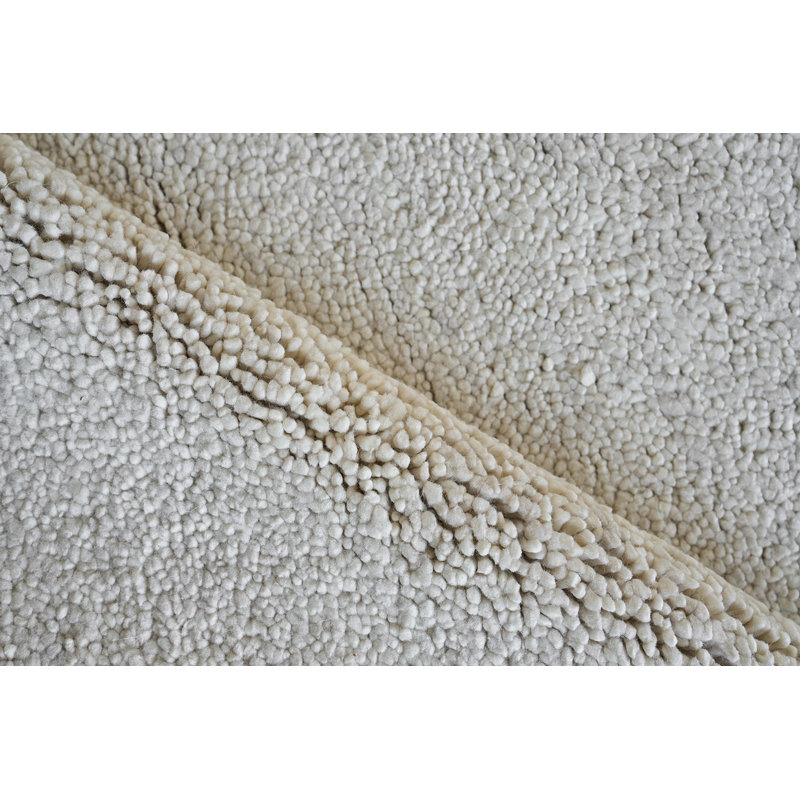 Beige Hand-Knotted Wool Rectangular Area Rug 2' x 3'