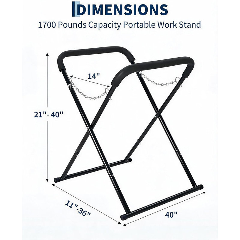 Paquet de 4 supports de travail pour le corps pliables, capacité de 500 lb, hauteur réglable pour panneaux de voiture et capots, noir, 36 po