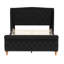 Structure de lit tapissier en velours pour grand lit, cadre de lit plateforme avec tête de lit et pied de lit courbé capitonné, support de lattes en bois, aucun sommier nécessaire, noir-1699554640-1699554655