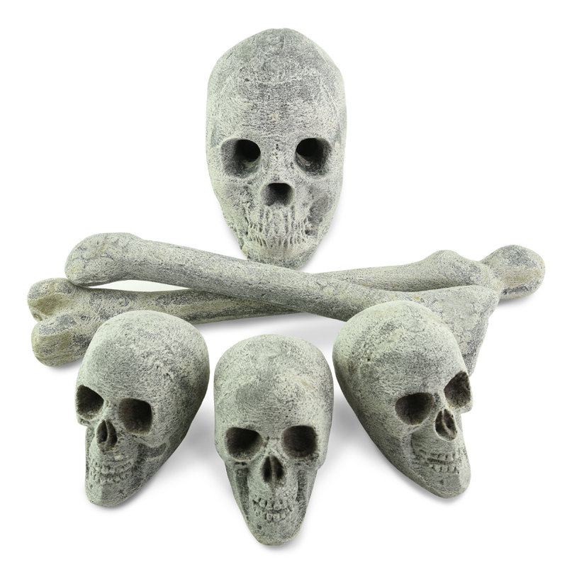 3.5 Lb. Gray Ceramic Skulls Fire Glass