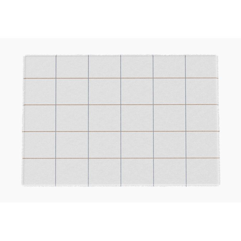 Bug Shield Outdoor Throw Blanket, 50" W x 60" L, Swan White Windowpane Plaid Plaid