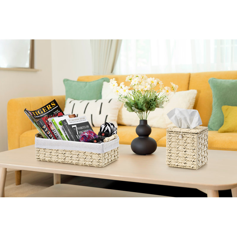 Bathroom Baskets Tissue Holder Paper Rope 3 Piece Set, Beige