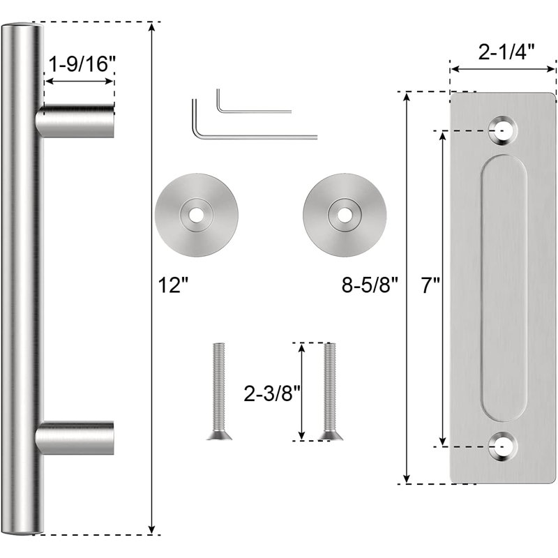 Winsoon 12" Stainless Steel Sliding Barn Door Handle Set