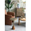 D15X22" Slender Brass Side Table With Textured Gold Top And Wooden Pedestal Base