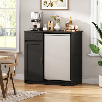 Mini Fridge Cabinet,Coffee Bar Cabinet With Fridge Space & Wine Storage With Outlets,Fits 24" Fridge,Mini Fridge Stand,Buffet Sideboard Table Wine Cab