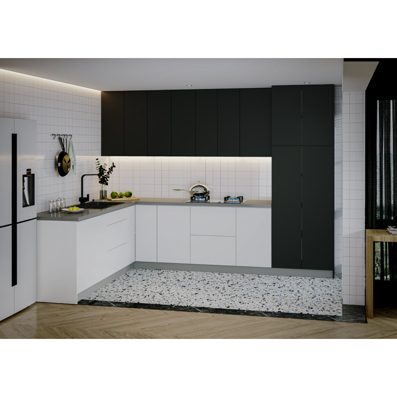 Cuisine complète moderne en panneau de fibres à densité moyenne (MDF) l 126 x P 96 x WALLKITCHENS FK-Harmony 