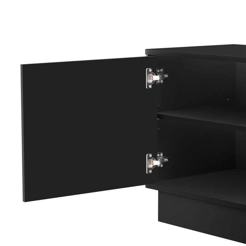 Meuble télé 74,8 po à 4 portes avec tablettes réglables et détails DEL 74,8 po , Noir