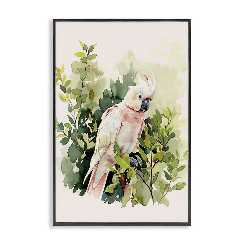  Art giclée de perroquet tropical par LSR Design Studio, H 30 po x l 20 po, Giclée encadrée noir minuit