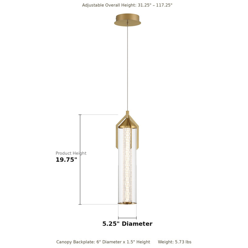 Espada 1 Light Pendant, Gold