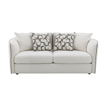 Causeuse en chenille beige avec 4 coussins Yolanda