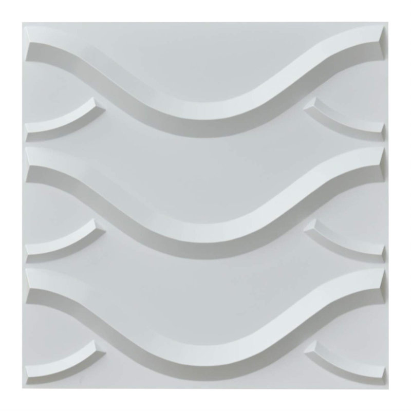 Panneaux muraux 3D 19,7 po x 19,7 po pour décoration murale intérieure, panneaux décoratifs en PVC blanc (paquet de 12)