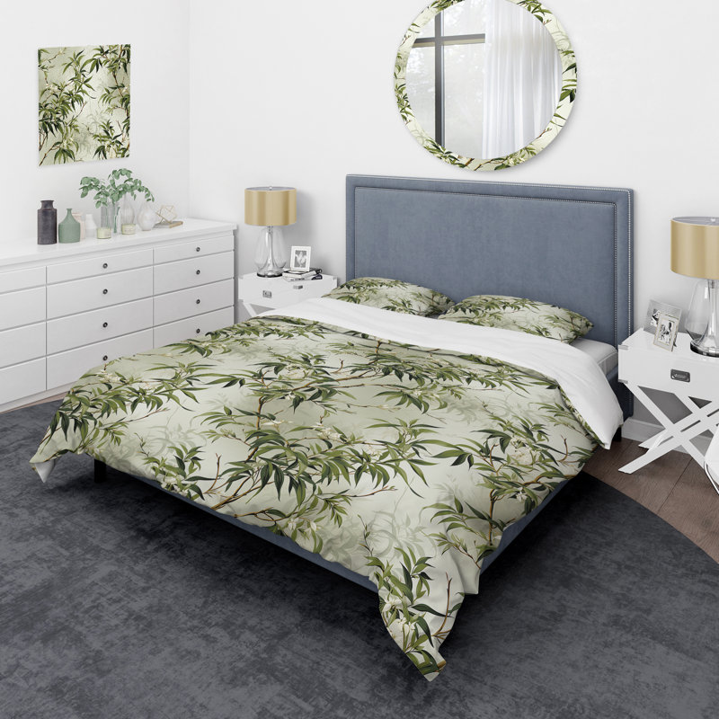 Bambou Zen Haven - ensemble de housse de couette oriental - microfibre de polyester