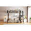 Lit mezzanine simple en métal noir avec rangement latéral et tablette supérieure - Conception moderne, construction facile à assembler, utilisation pratique-130833862