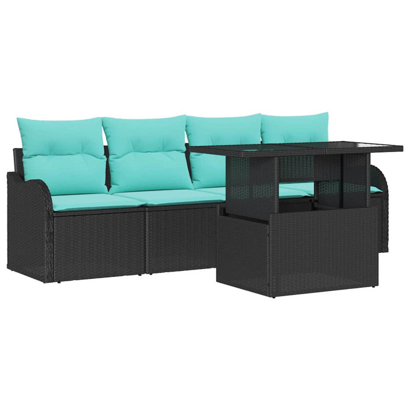 Ensemble de canapé avec coussin vidaXL 5 pièces vidaXL, Coussin bleu / cadre noir