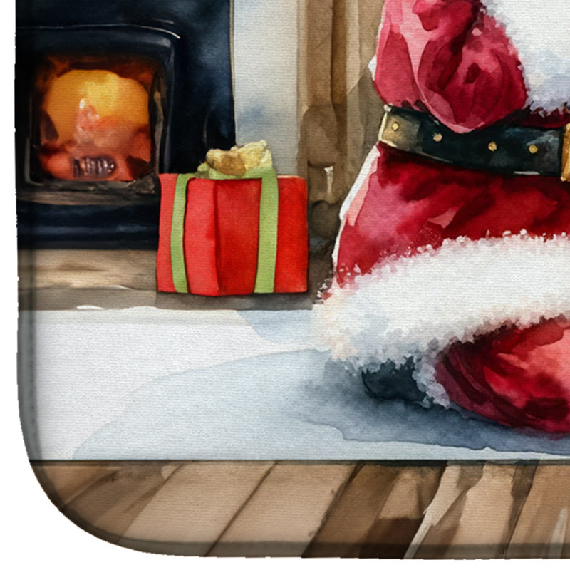 Tapis de vaisselle noir carlin et père Noël