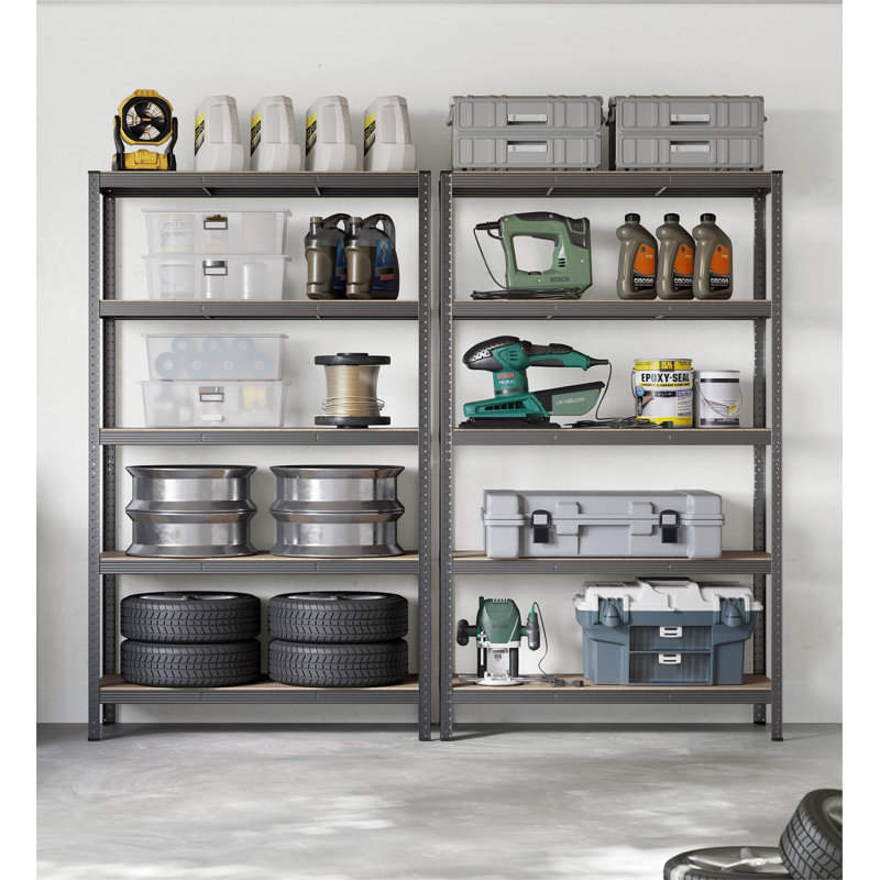 Kris Metal Height -Adjustable Shelving Unit, 200cm H x 60cm W x 120cm D, Grey
