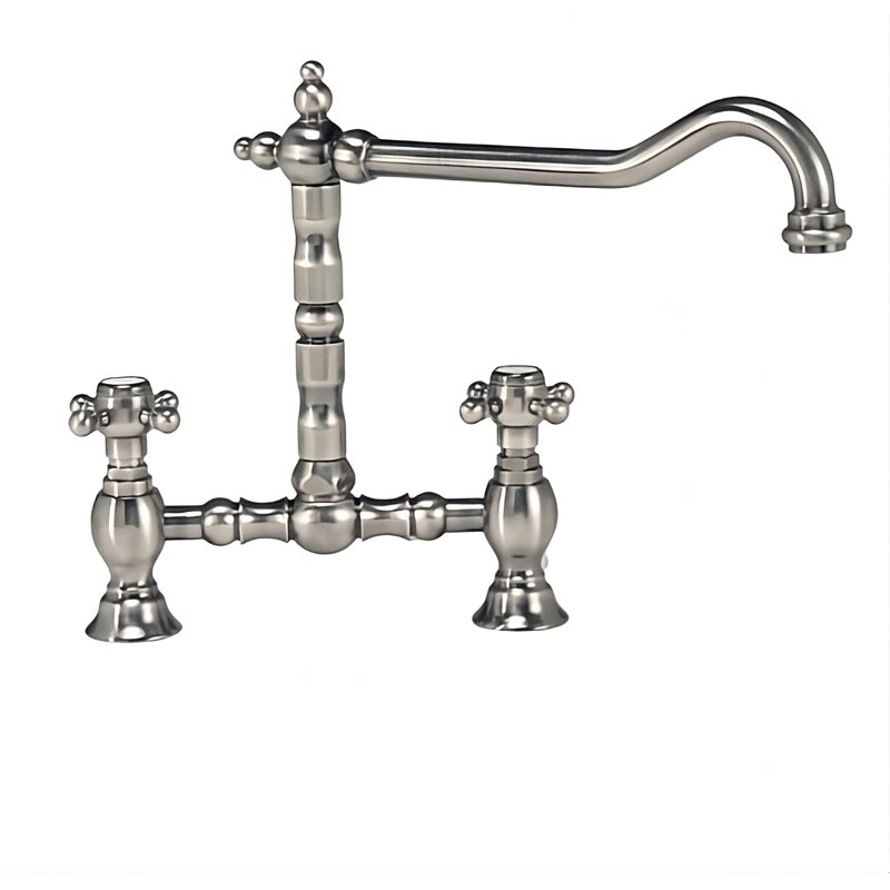 Baroq Bridge Two Lever Kitchen Tap, Brushed Nickel