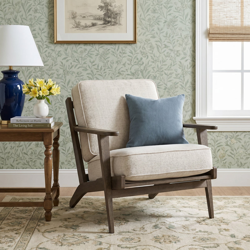 Roxy Upholstered Armchair, Frost Gray 100% Polyester